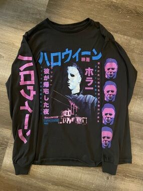 Black Halloween Michael Myers Japanese style Graphic Long Sleeve Tee